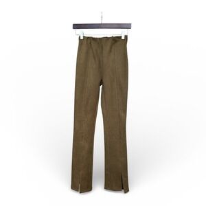 Avec Les Filles High‎ Waist Faux Suede Slit Leggings Camel Brown XS Equestrian